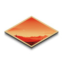 Desert Horizon Glow Diamond Shaped minimalist desert sunset Canvas Embossed Print warm orange tones boho bedroom or office accent
