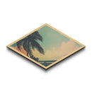Coastal Palm Skies — Diamond Shaped Canvas Textured Print beach house decor, tropical art, summer vibes, pastel boho wall hanging