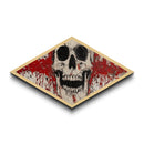 Splattered Skull Horror Diamond Shaped Canvas Textured Print abstract gothic art Halloween wall decor edgy red black painting