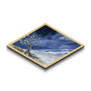 Moonlit Seaside Tree – Diamond Shaped Canvas Art Print mystical beach tree with shells ocean night sky moody coastal wall decor gift