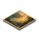 Glory Hill Sunrise Diamond Shaped Canvas Embossed Print Christian spiritual artwork living room decor Easter resurrection gift