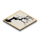Zen Branch Ink Diamond Shaped Canvas Textured Print Japanese Minimal Abstract Nature Wall Art Modern Decor Neutral Palette Home Gift