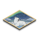 Polar Glow Bear - Diamond Shaped Canvas Textured Print Aurora Borealis Nursery Decor Arctic Animal Art Winter Wonderland Gift