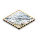 Coastal Break - Diamond Shaped Canvas Textured Print Ocean Wave Beach Art Nautical Bathroom Decor Relaxing Watercolor Seascape