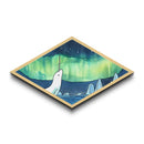Whimsical Narwhal In The Arctic Canvas Textured Art Print, Diamond Shaped Wall Art, Aurora Borealis Wall Art, Cute Art