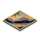 Sunset Over The Smoky Mountains, Diamond Shaped Art Print, Watercolor Landscape Painting, Nature Decor, Canvas Texture Art Print
