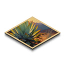 Canyon Agave Diamond Shaped Landscape Canvas Embossed Print Desert Plant Painting Warm Color Wall Art Botanical Home Decor Accent