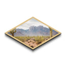 Desert Mountain Cactus View Diamond Shaped Canvas Textured Print southwestern desert landscape wall art rustic home decor gift