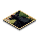 Reclining Lady in Black Diamond Shaped Canvas Textured Print vintage figurative portrait dramatic moody dark academia home style