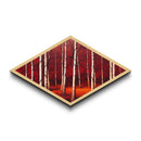 Crimson Birch Serenity Diamond Shaped Canvas Textured Print woodland red forest wall art nature painting rustic decor autumn tree scene