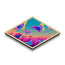 Diamond Shaped Neon Fox Canvas Embossed Print Colorful Animal Wildlife Art Bright Sunset Field Modern Home Decor Vibrant Wall Accent
