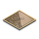 Chicago Diamond Shaped City Map, Custom Diamond Shaped Wall Art, City Map Canvas