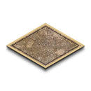 Paris - France Diamond Shaped City Map, Custom Diamond Shaped Wall Art, City Map Canvas