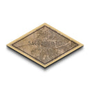Sacramento Diamond Shaped City Map, Custom Diamond Shaped Wall Art, City Map Canvas