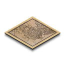 Singapore - Singapore Diamond Shaped City Map, Custom Diamond Shaped Wall Art, City Map Canvas