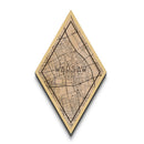 Warsaw - Poland Diamond Shaped Travel Poster, Custom Diamond Shaped Wall Art, City Map Canvas