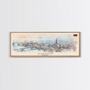Aachen Germany  Panoramic Travel Poster, Framed Canvas Print or Metal Wall Art, Travel Art, Home Decor, Panoramic Painting, Midcentury Art