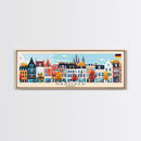 Hanover Germany Panoramic Travel Poster, Framed Canvas Print or Metal Wall Art, Travel Art, Home Decor, Panoramic Painting, Midcentury Art