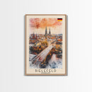 Bielefeld Germany Travel Poster Framed Canvas Print, Watercolor Art, Home Decor, Wall Art, Travel Print, Cityscape Art