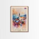 Slavonski Brod Croatia Travel Poster Framed Canvas Print, Watercolor Painting, Scenic Wall Art, Home Decor, Croatian Cityscape, Classic Art