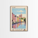 Galway Ireland Travel Poster Framed Canvas Print, Midcentury Modern Art, Pop Art Wall Decor, Scenic Bedroom Art, Office Decoration