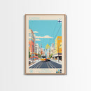 Joensuu Finland Travel Poster Framed Canvas Print, Midcentury Modern Art, Pop Art Wall Decor, Scenic Living Room Art, Bedroom Decor