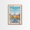Kaposvár Hungary Travel Poster Framed Canvas Print, Midcentury Modern Art, Pop Art Wall Decor, Scenic Bedroom Art, Office Decoration