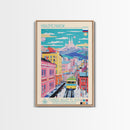 Krasnoyarsk Russia Travel Poster Framed Canvas Print, Midcentury Modern Art, Pop Art Wall Decor, Scenic Bedroom Art, Office Decoration