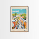 Pori Finland Travel Poster Framed Canvas Print, Midcentury Modern Art, Pop Art Wall Decor, Home Decor, Vacation Gift, Bedroom Art