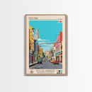 Rustavi Georgia Travel Poster Framed Canvas Print, Midcentury Modern Art, Pop Art Wall Decor, Scenic Wall Art, Bedroom Decoration