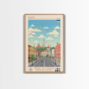 Sumy Ukraine Travel Poster Framed Canvas Print, Midcentury Modern Art, Pop Art Wall Decor, Living Room Art, Scenic Wall Art