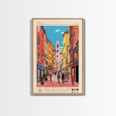 Vigo Spain Travel Poster Framed Canvas Print, Midcentury Modern Art, Pop Art Wall Decor, Living Room Art, Vacation Gift