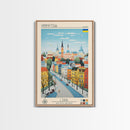 Vinnytsia Ukraine Travel Poster Framed Canvas Print, Midcentury Modern Art, Pop Art Wall Decor, Living Room Art, Scenic Wall Art