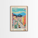 Vladikavkaz Russia Travel Poster Framed Canvas Print, Midcentury Modern Art, Pop Art Wall Decor, Living Room Art, Home Decoration