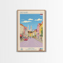 Zrenjanin Serbia Travel Poster Framed Canvas Print, Midcentury Modern Art, Pop Art Wall Decor, Living Room Art, Scenic Wall Art