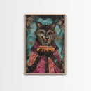 Halloween Werewolf with Hotdog, Framed Canvas Print, Wall Art, Home Decor, Spooky Artwork, Monster Decor, Halloween Decor, Funny Halloween