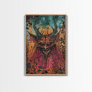 Dark Demon with Menacing Smile Framed Canvas Print, Halloween Art, Creepy Wall Art, Spooky Home Decor, Scary Art, Creepy Living Room Decor