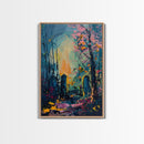 Haunted Forest Graveyard Framed Canvas Print, Spooky Cemetery Art, Halloween, Eerie Graveyard Decor, Gothic Artwork, Framed Canvas Print