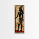 Egyptian Art Depiction of Osiris - Framed Canvas Print, Midcentury Modern Wall Art, Skinny Art, Tall Art, Living Room Decor