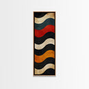 Wavy Retro Pattern in Earth Tones - Framed Canvas Print, Midcentury Modern Art, Boho Art, Skinny Art, Tall Art, Living Room Wall Decor, Minimalist Art