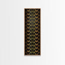 Abstract Gold Geometric Pattern on Black Background - Framed Canvas Print, Art Deco Style, Skinny Art, Tall Art, Midcentury Modern Art, Living Room Wall Decor
