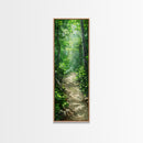 Lush Forest Pathway Art - Framed Canvas Print, Farmhouse Art, Boho Art, Skinny Art, Tall Art, Living Room Decor, Nature Wall Art for Home Decor