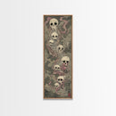 Hauntingly Beautiful Floating Skulls on Tall Vertical Canvas Print Featuring Japanese Ghostly Art in Eerie Style