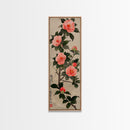 Framed Canvas Print Of Japanese Floral Art With Camellia Blossoms And Detailed Leaves Ready To Hang Traditional Japanese Wall Art Decor