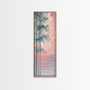 Bamboo Forest, Soft Pink Light, Japanese Art, Skinny Art, Tall Art, Framed Canvas Print, Ukiyo-e Style