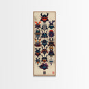 Canvas Print Traditional Japanese Samurai Helmets Collection, Intricate Details In Warrior Masks, Bold Cultural Decor For Any Space