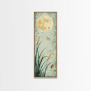 Serene Swans and Cherry Blossoms in Japanese Art Tall Skinny Framed Canvas Print - Wall Décor