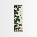 Creamy White Blossoms with Deep Green Leaves Overlapping on a Soft Background Ukiyo-e Art Japanese Framed Canvas Print Skinny Tall Art
