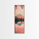 Skinny Art Tall Art Framed Canvas Print Japanese Style Art Mount Fuji Lake Reflection Red Maple Wood Block Print Ukiyo-e Feng Shui Wall Art