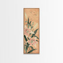Delicate Lily Flowers Blooming In Japanese Style Ukiyo-e Art Framed Canvas Print Skinny Art Tall Art
